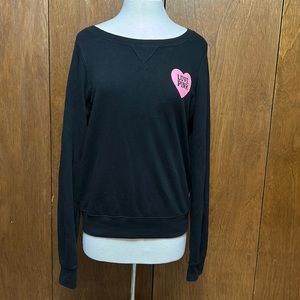 Victoria ‘s secret black love pink sweatshirt in size large.